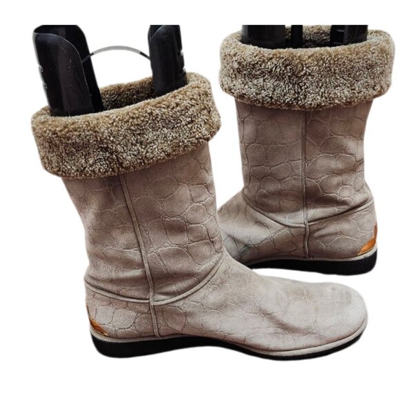 Stuart Weitzman Brown Leather Faux Fur Lined Boot Womens Size 11.5 - Picture 7 of 13